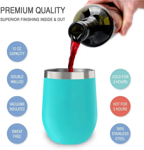 Vista 2 de CHILLOUT LIFE - Vaso de acero inoxidable de 12 onzas con tapa y caja de regalo, diseño de viaje con recubrimiento en polvo, aislamiento al vacío