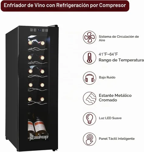 Vista 2 de Winado - Refrigerador de vino con compresor de 12 botellas