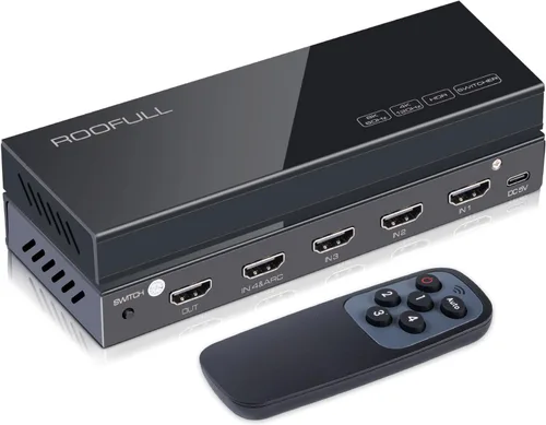 Vista 8 de (Versión más reciente) ROOFULL 5 puertos 4K HDMI Switch con control remoto 5 en 1 salida 4K @60Hz HDMI 2.0 selector de conmutador, Dolby