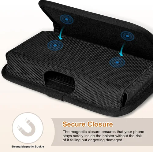 Vista 4 de ykooe Funda de nailon resistente compatible con iPhone 16/15/14/13/12 Pro Max & Plus, 17 modelos Air, Galaxy S24/S23/S21/S20 FE soporte para Negro