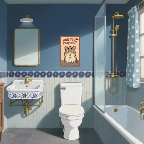 Vista 3 de BYZCLUBERI Retro Hamster Are You Pooping? Wall Decor - Camera Element Rodent Bathroom Art, Unique Hamster Decor in Bathroom, 8x12 Inch