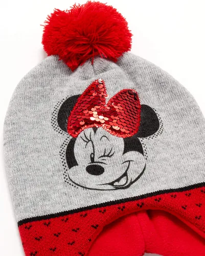 Vista 4 de Disney Conjunto de gorro y guantes de invierno de Minnie Mouse para niñas (niñasniñas)