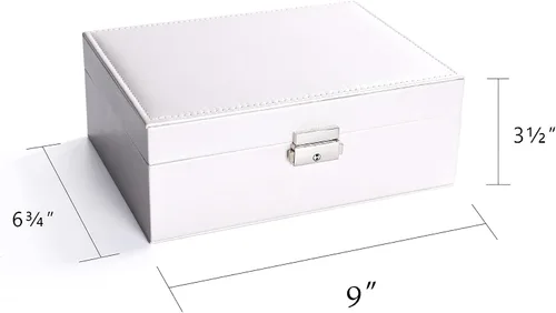 Vista 3 de Frebeauty Jewelry Box for Women Girls2 Layers Large Jewelry Organizer with Lock PU Leather Jewelry Storage CaseJewelry Display Boxes with Necklace