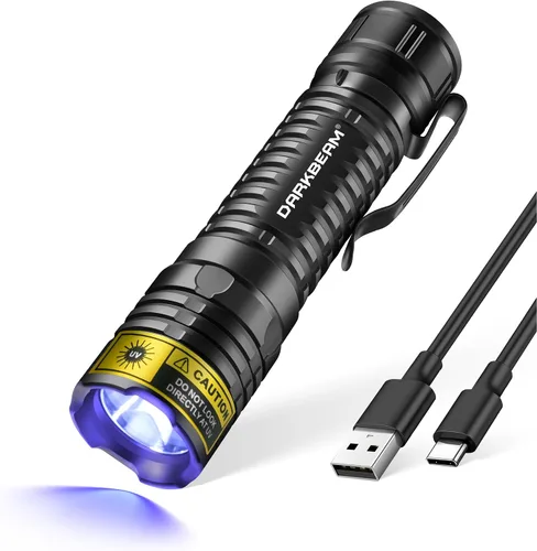 Vista 8 de DARKBEAM Linterna UV 365 nm Luz Negra LED, Mini pero Potente Lámpara de Bosque Recargable Ultravioleta USB -C, Detector de Orina de Mascotas