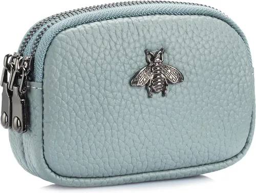 Vista 27 de Monedero de cuero para mujer, billetera pequeña para mujer, bolsa de cambio A-Negro
