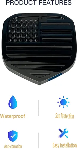 Vista 6 de Emblema de la bandera estadounidense negra brillante para la parrilla frontal RAM modelos compatibles con modelos compatibles/1500 2006-2018/2500