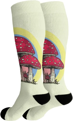 Vista 2 de devor Womens Crew Socks Thigh High Sock for Girl Mid Calf Sock Cute MUSHROOM RETRO Socks