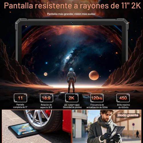 Vista 2 de WT1 Pro 5G Tablet resistente Android 16-11" 2K 120Hz 20080mAh tableta Negro