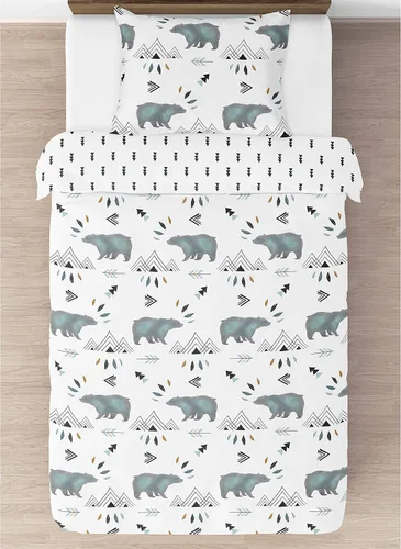 Vista 3 de Sweet Jojo Designs Juego de edredón individual de 2 piezas (montaña oso) para niños, ropa de cama para niños, ropa de cama en una bolsa con manta