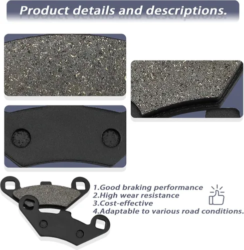 Vista 3 de Pastillas de freno delanteras y traseras para Polaris Sportsman 400 450 500 600 700 800 EFI/HO 2x4 4x4, Scrambler 400 500, Trail Boss 330, Magnum
