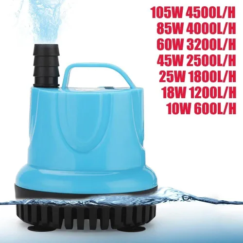 Vista 3 de Bomba sumergible eléctrica 10/18/25/45/60/85/105W 600-4500L/H Bomba de agua sumergible 220V acuario peces estanque tanque boquilla Marin Control
