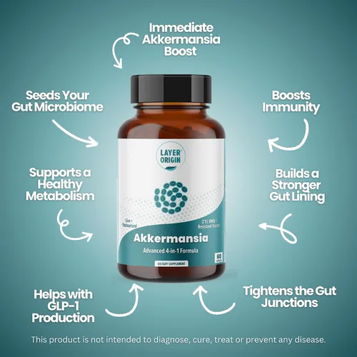 Vista 2 de Akkermansia muciniphila Probiótico, con Akkermansia Live + Pasteurizado y PureHMO Prebiótico, cepa validada, fórmula 4 en 1 actualizada