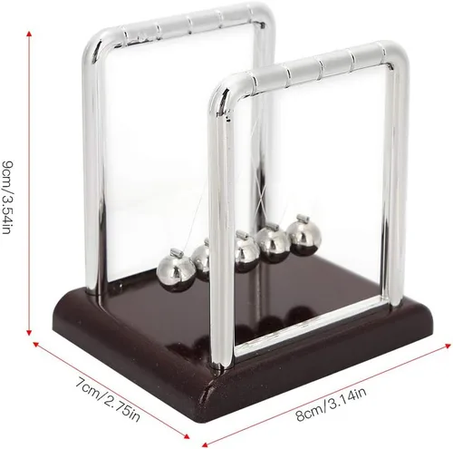 Vista 2 de Newtons Cradle Pendulum, interesantes bolas equilibradas de metal, ciencia física decoración de escritorio de mesa para el hogar