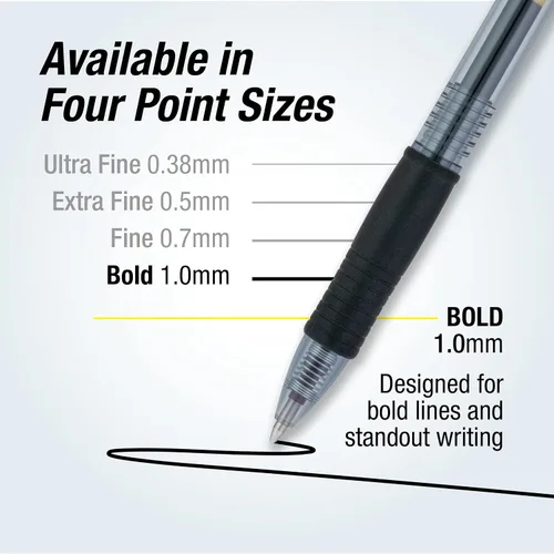 Vista 4 de Pilot G2 Premium - Bolígrafos de gel de punta rodante, recargables y retráctiles, punta gruesa, bolígrafos de gel gruesos, 0.039 in, negro, paquete