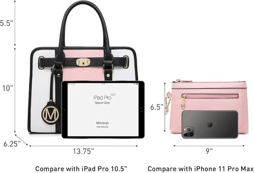 Vista 2 de Bolso de mano de moda para mujer con asa superior bolso de hombro bolso de trabajo con cartera a juego juego de 2 piezas