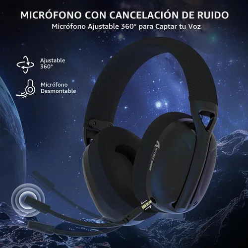 Vista 7 de ZIYOU LANG Auriculares inalámbricos para juegos L80 Ultralight Over Ear Tri Negro