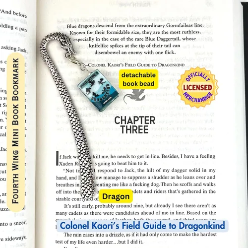Vista 3 de Cuarta ala Rebecca Yarros Clay Mini libro Dragon Scribe Quill Marcapáginas con licencia UPICK