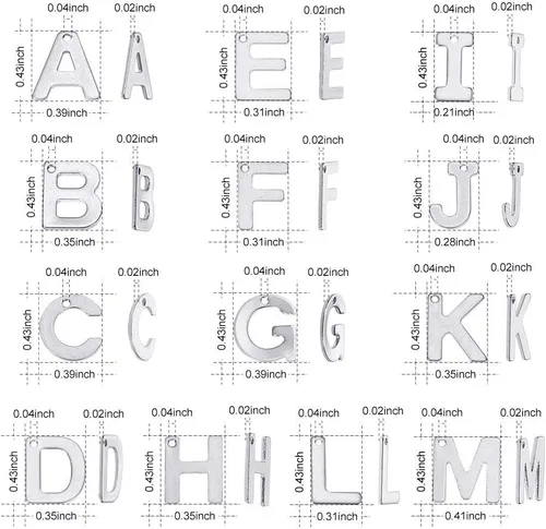 Vista 2 de DanLingJewelry 150 – 200 dijes de letras aleatorias de acero inoxidable 304 mezclados del alfabeto A-Z, surtidos para fabricación de joyas