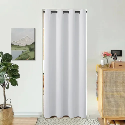 Vista 113 de BGment Cortina Oscurecedora para Puerta Corredera, Cortina Divisoria Opaca Ancha para Sala de Estar de 84 Pulgadas de Largo, Cortina Térmica de Rosa