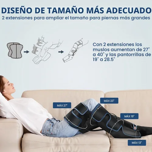 Vista 6 de QUINEAR Masajeador de piernas con calor y compresión FSA-HSA Masajeador de pies y piernas para circulación y alivio del dolor, 3Heat 3Mode Azul