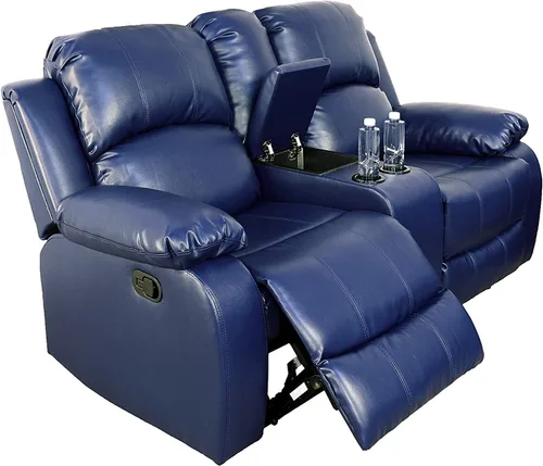 Vista 45 de Juego de muebles de cuero sintético para sala de estar, juego de sofá reclinable, sofá de dos plazas, juegos de muebles para sala de estar, sofá