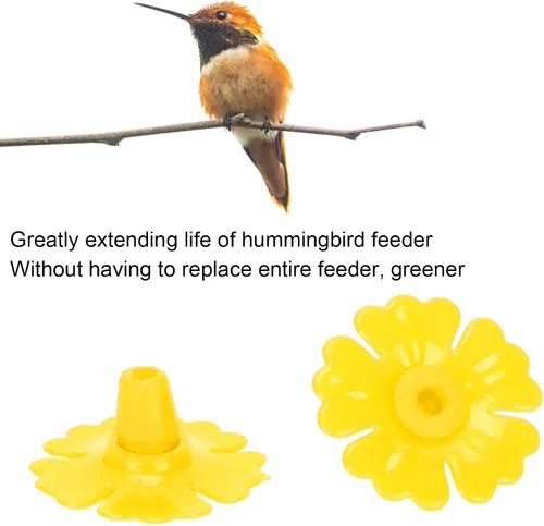 Vista 4 de 30 flores de repuesto para comederos de colibríes, piezas de repuesto para comederos colgantes, comederos de plástico para colibríes se adaptan a