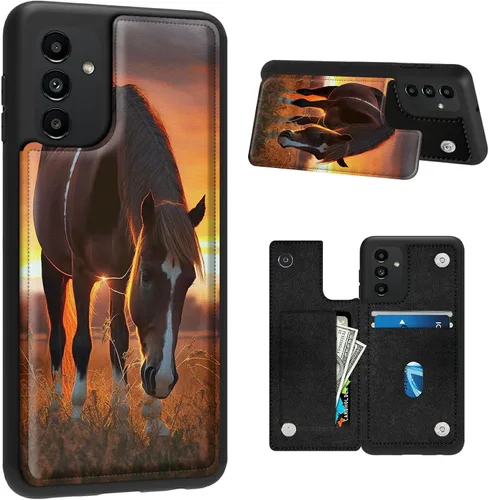 Vista 8 de BVDIKMI Funda para Samsung Galaxy A13 5G con ranura para tarjetero, funda de piel sintética, doble cierre magnético y cubierta duradera a prueba
