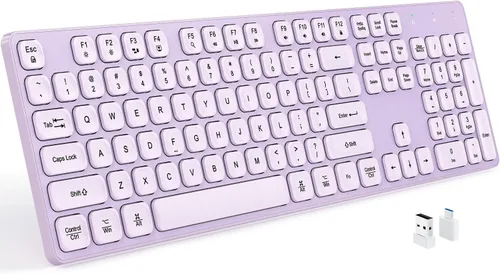 Vista 13 de Teclado con cable USB, teclas cómodas y silenciosas de chocolate, teclado de computadora ultradelgado y duradero con cable (QWERTY) para PC, Windows