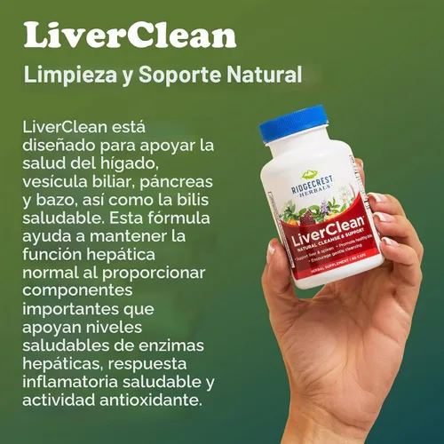 Vista 5 de RidgeCrest Herbals LiverClean Fórmula de apoyo hepático herbario 60