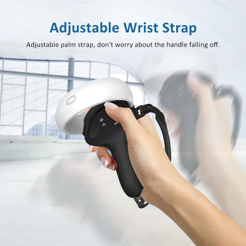 Vista 6 de Brujula Design Controller Grips Compatible with Quest 2 Accessories, Silicone Grip Cover Handle Protector with Adjustable Sponge Finger Knuckle
