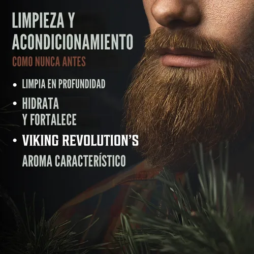 Vista 6 de Viking Revolution Set de lavado y acondicionador para barba - Sándalo - 17 oz