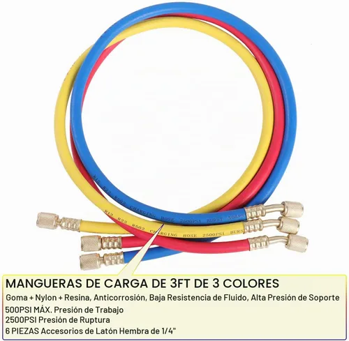 Vista 5 de JIFETOR 3 vías AC Manifold Gauge Set para el hogar auto de carga R404A