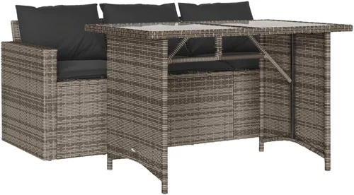 Vista 13 de Brown PE Rattan 3-Seater Outdoor Sofa, Steel Frame Rectangular Garden Bench with Cushions for Patio, Balcony and Terrace