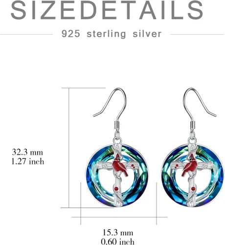 Vista 21 de POPKIMI Bonitos aretes colgantes de animales, joyería de animales, regalos de cumpleaños y Navidad para mujeres, aretes de ópalo de cristal de plata
