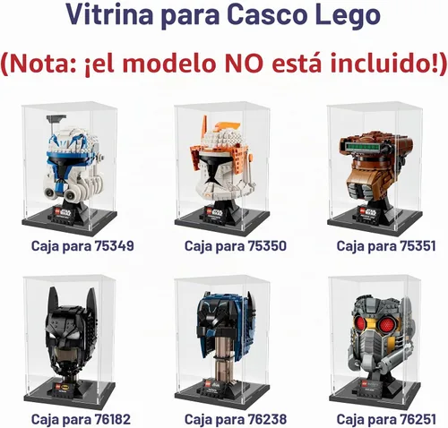 Vista 3 de Choowin Vitrina de acrílico para casco de Lego Star Wars para casco de Lego Capitán Rex, vitrinas de acrílico transparente grueso