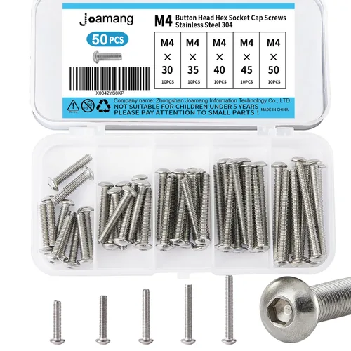 Vista 7 de Tornillos de cabeza de botón M3 x 8 mm, 12 mm, 16 mm, 20 mm, 25 mm, tornillos de cabeza hexagonal, acero inoxidable 304, accionamiento hexagonal