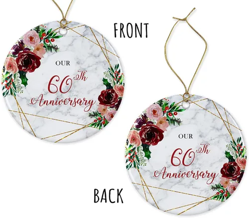 Vista 3 de KrysDesigns 60º adorno de aniversario de boda, regalo de Navidad, cuarenta años, regalo de boda, regalo de cerámica, decoración de vacaciones