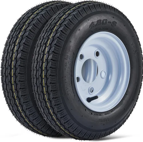 Vista 16 de Neumáticos y Llantas de Remolque ST175/80D13 175 80 13, 5 Pernos en 4.5", Rueda de Radios Blancos Rango de Carga C, 6 Capas, Juego de 2