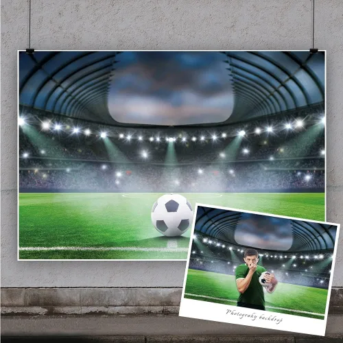 Vista 2 de Yeele Fondo de campo de fútbol de 5 x 3 pies, proyector de fondo de competición deportiva para fotografía de recién nacidos, niños, fiesta