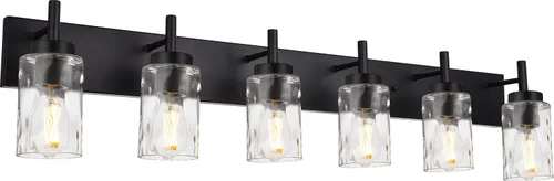Vista 15 de BONLICHT 2 Apliques de Pared Estilo Casa de Campo Luces de Tocador Modernas Negras Accesorios de Iluminación para Baño con Pantalla de Vidrio Negro