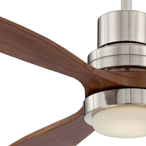 Vista 3 de Casa Vieja Ventilador de techo de 52 pulgadas con 3 aspas estilo rústico de Delta Wing DC con luz LED, control remoto, madera de nogal de níquel