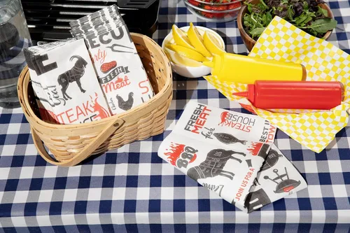 Vista 6 de Servilletas de papel American Homestead - Servilletas desechables tipo lino para cena BBQ - Servilletas de mesa de calidad de restaurante