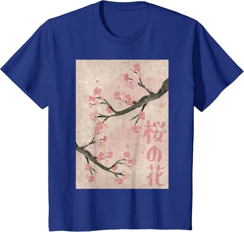 Vista 83 de Cherry Blossom Japanese Vintage Woodblock Japan Pink Sakura T-Shirt Asphalt Grey