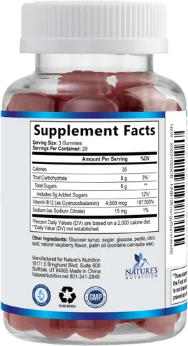 Vista 9 de Gomitas energéticas B12 – 4500 mcg de vitamina B12 por porción – Suplemento B12 masticable extra fuerte para energía, metabolismo y apoyo