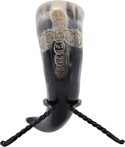 Vista 12 de Armory Replicas Cuerno para beber celta Handfasting - Cuerno natural hecho a mano de 12 a 16 onzas con diseño de cruz quemada