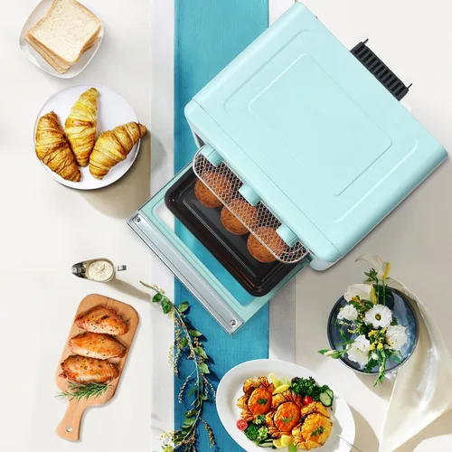 Vista 7 de Novaspark Combo de Horno Tostador y Freidora de Aire, Horno de Convección Retro de Encimera, Horno Tostador Pequeño de 16QT, 4 Rebanadas o Pizza