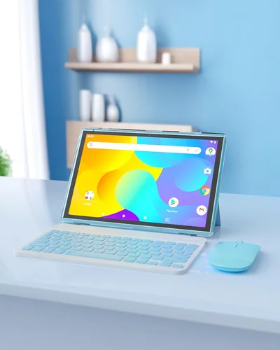 Vista 2 de Tablet 2 en 1 con estuche de teclado, ratón y stylus, tablet de 10 pulgadas Android 14 Tablets PC, 6GB RAM+32GB ROM compatible con 1TB expandible