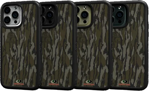 Vista 5 de cellhelmet Mossy Oak Bottomland Camo Funda de doble capa en negro ónix diseñada para iPhone 12 Pro Max a prueba de golpes y caídas, duradera