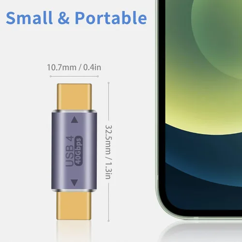 Vista 5 de Duttek Adaptador USB C a USB C de 40 Gpbs, 8 k@60 Hz y carga rápida de 100 W, adaptador tipo C macho a macho compatible con Thunderbolt 3/4 MacBook