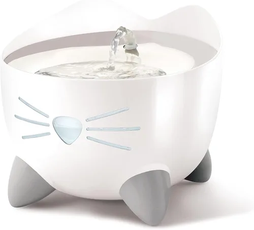 Vista 5 de Catit PIXI - Fuente de agua para gatos con triple filtro y opciones ergonómicas para beber, color azul